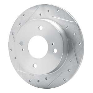 Infiniti G20 Brake Rotor (1) - Rear Left - R1 Concepts - Drilled & Slotted - Silver - `90-`06